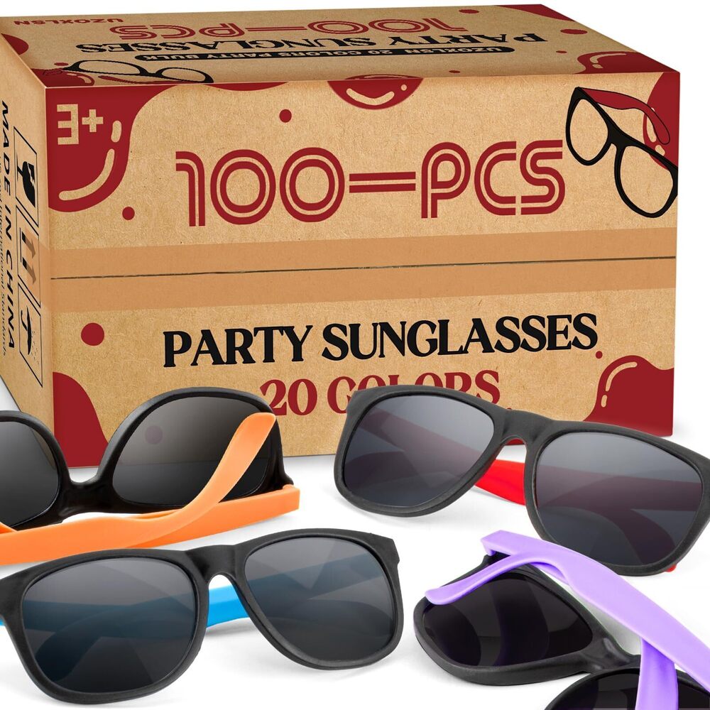 4678 100 Pack Neon Color Sunglasses Bulk Gift, Summer Beach Toy, Birthday